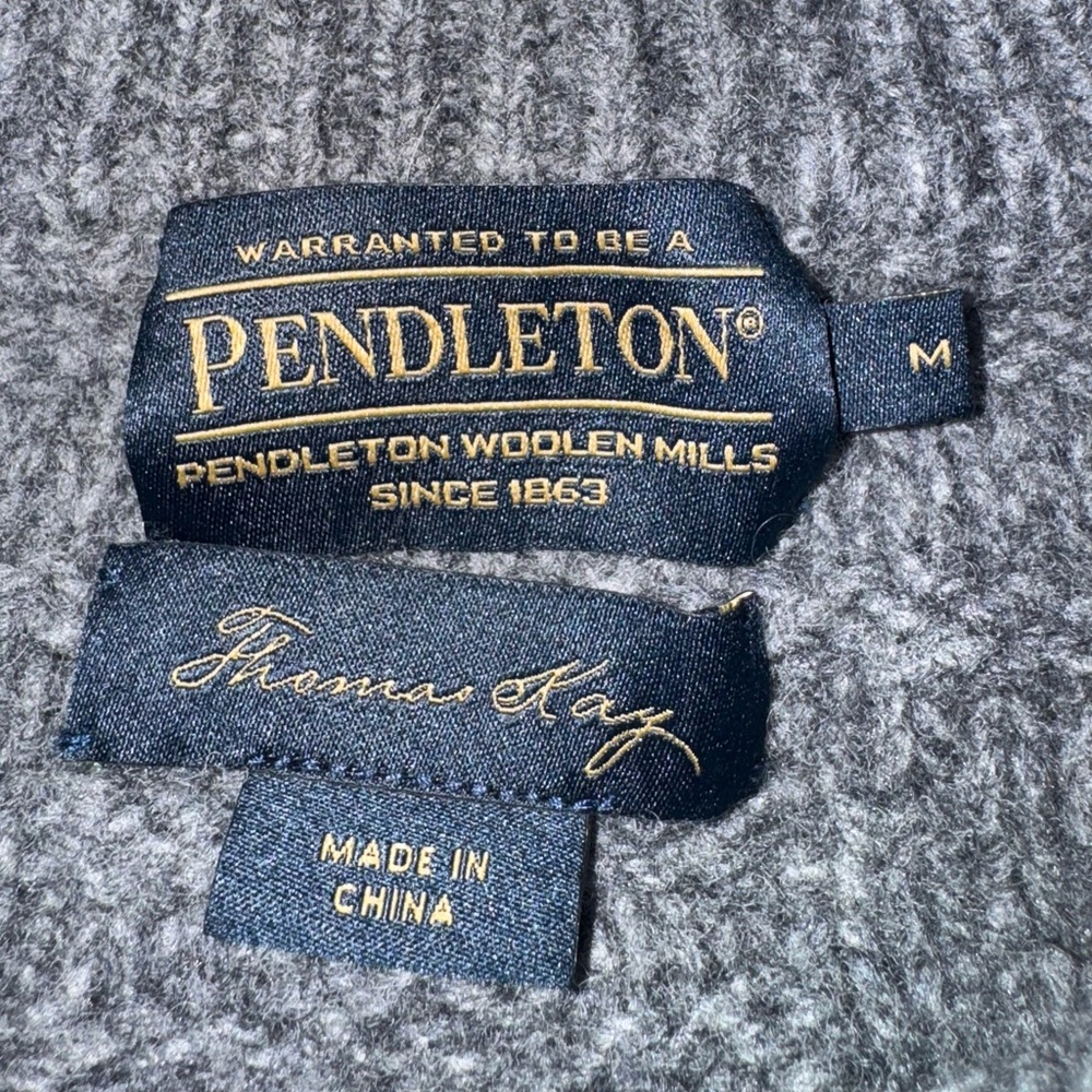 Pendleton Mens Medium Gray Lambswool Crewneck Swe… - image 5